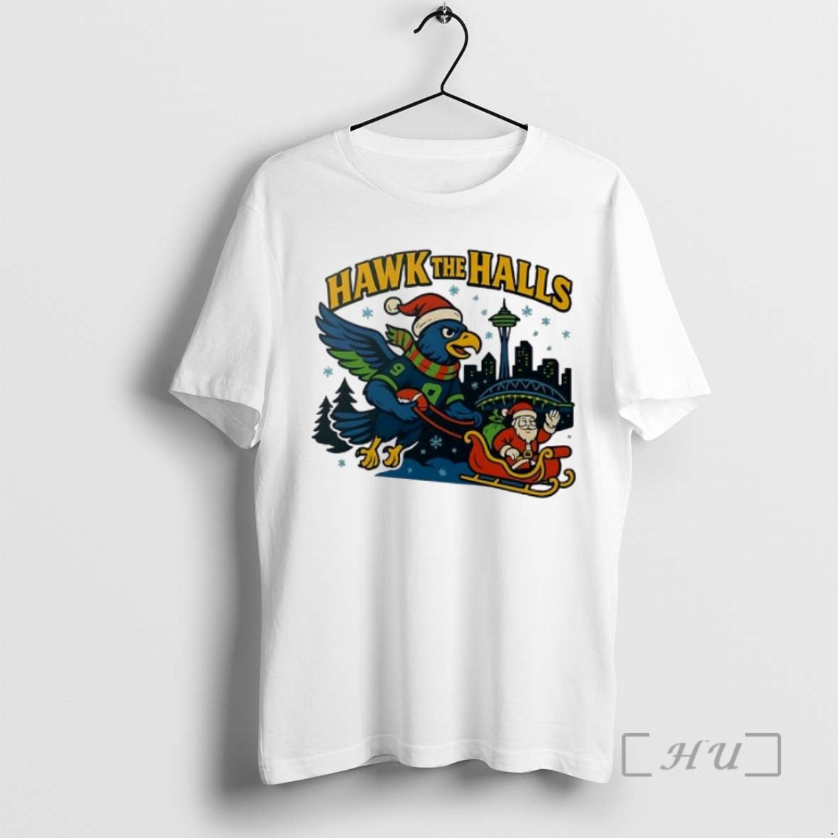 Trending Seattle Christmas Hawk The Halls Personalized Ornaments White T-Shirts, Hoodie, Sweatshirt | InkNestWear.com