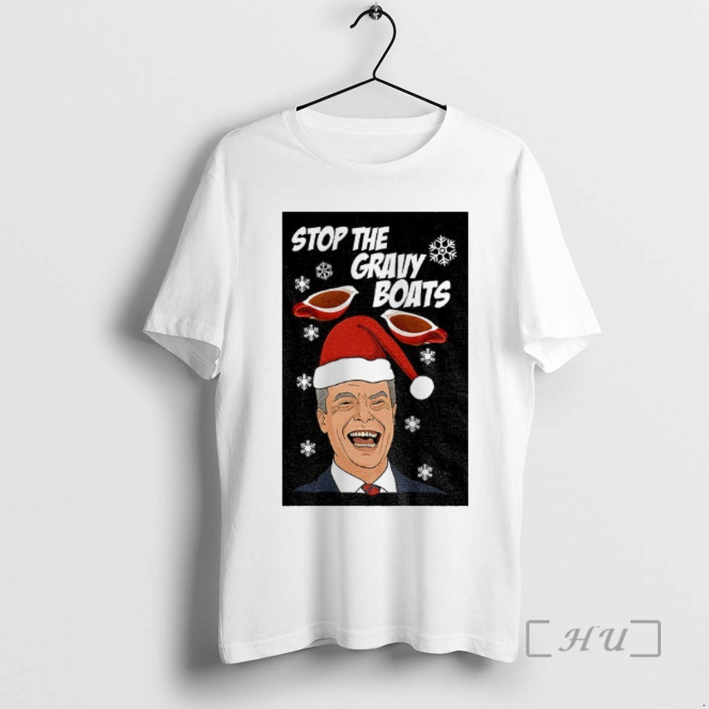 Trending Stop The Gravy Boats Nigel Farage Funny Christmas Jumper T-Shirts, Hoodie, Sweatshirt | InkNestWear.com