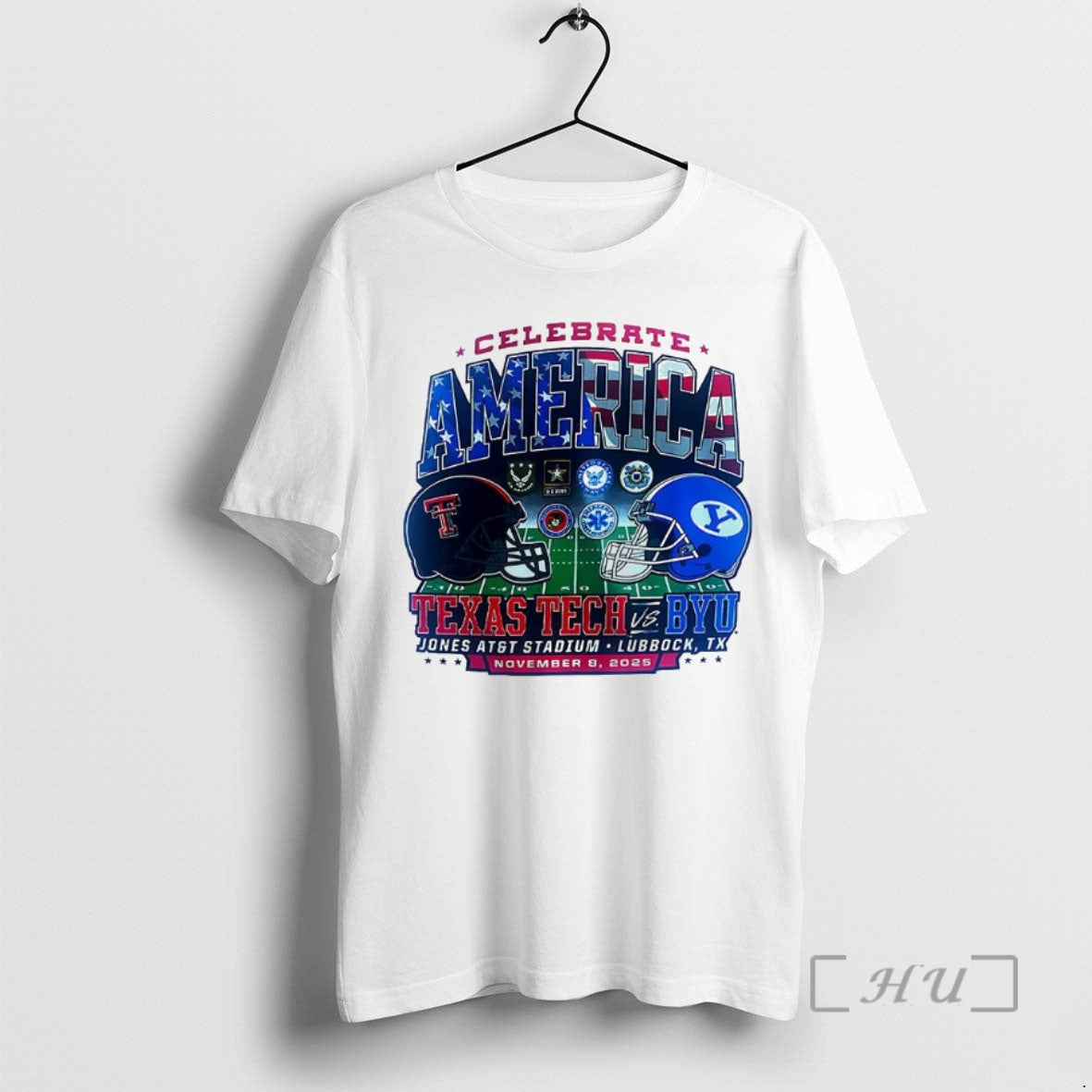 Trending Texas Tech Red Raiders Vs Byu Cougars Ncaa 2025 Celebrate America Helmet Premium T-Shirts, Hoodie, Sweatshirt