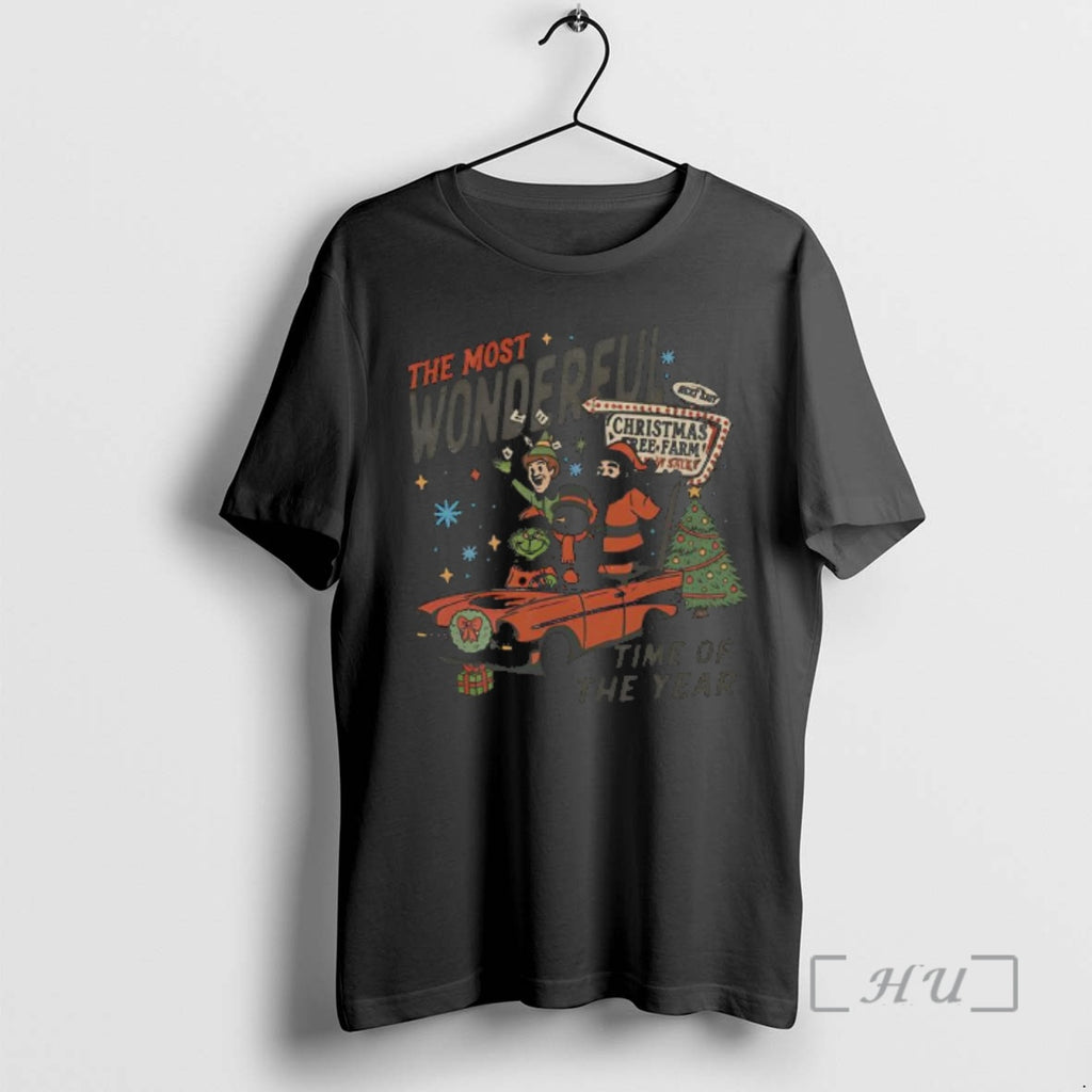 Trending The Most Wonderful Time Of The Year Christmas Tree Farm Characters Premium T Shirts Hoodie, Sweatshirt