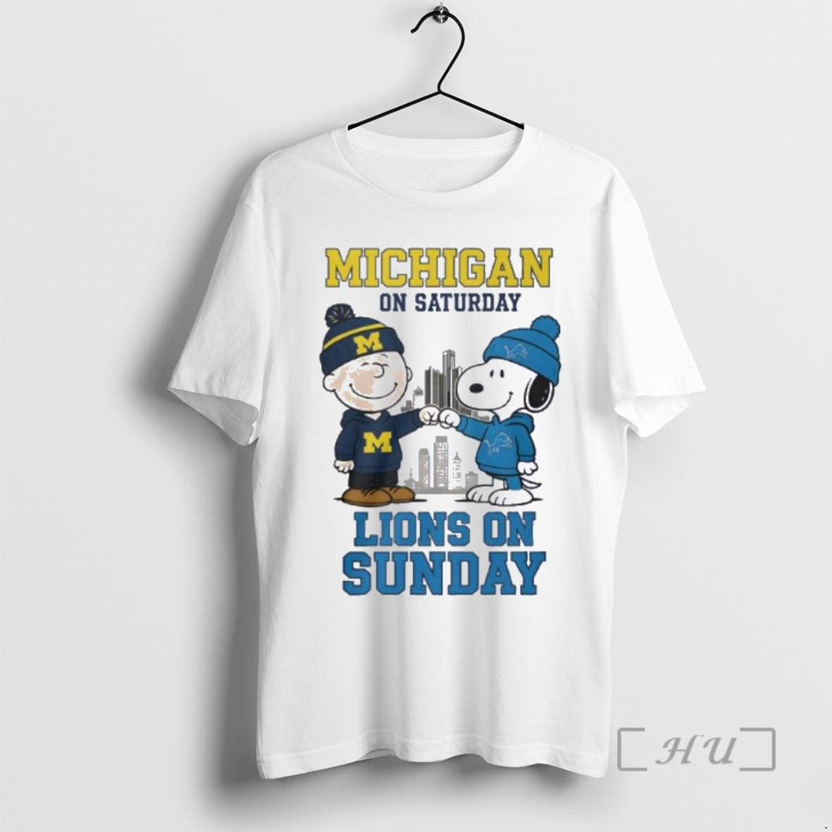 Trending The Peanuts Fist Bump Michigan On Saturday And Lions On Sunday Premium T Shirts Hoodie, Sweatshirt | InkNestWear.com
