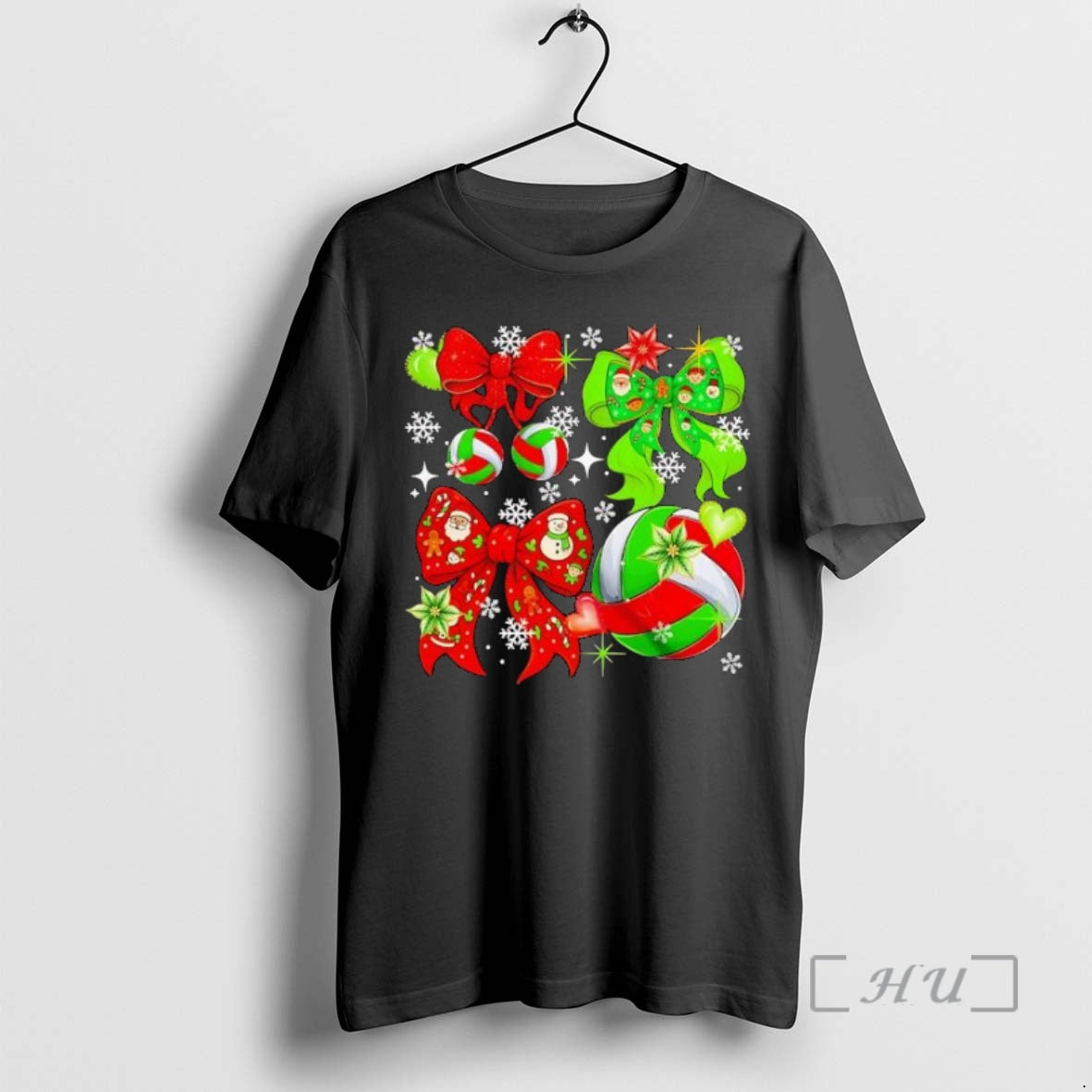 Trending Olleyball Christmas Coquette Lovely Bow Tie Snowing T-Shirts, Hoodie, Sweatshirt | InkNestWear.com