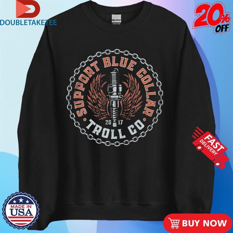 Troll Co Support Blue Collar Chain Wings Shirts