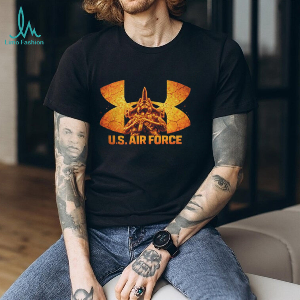 U.S. Air Force Tactical Soldier Orange Logo Graphic V Neck T Shirt