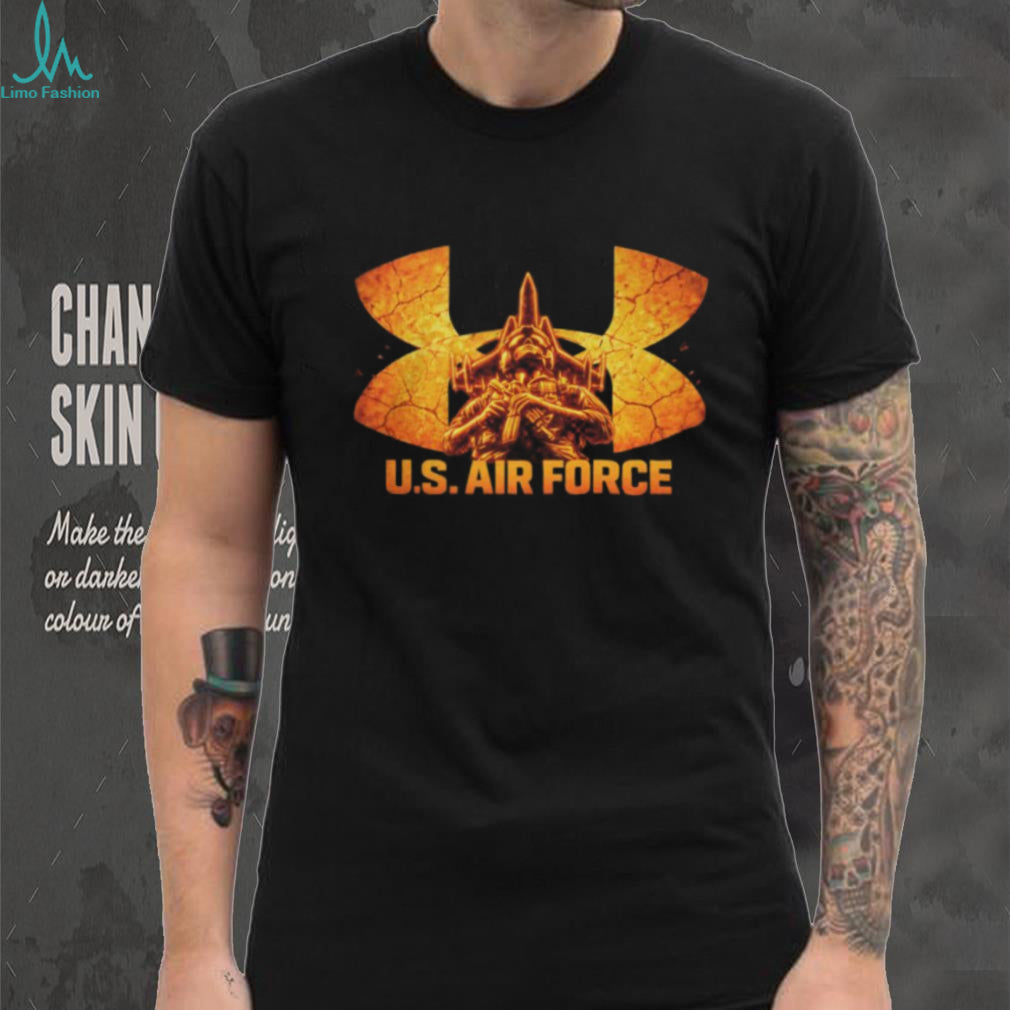 U.S. Air Force Tactical Soldier Orange Logo Graphic V Neck T Shirt