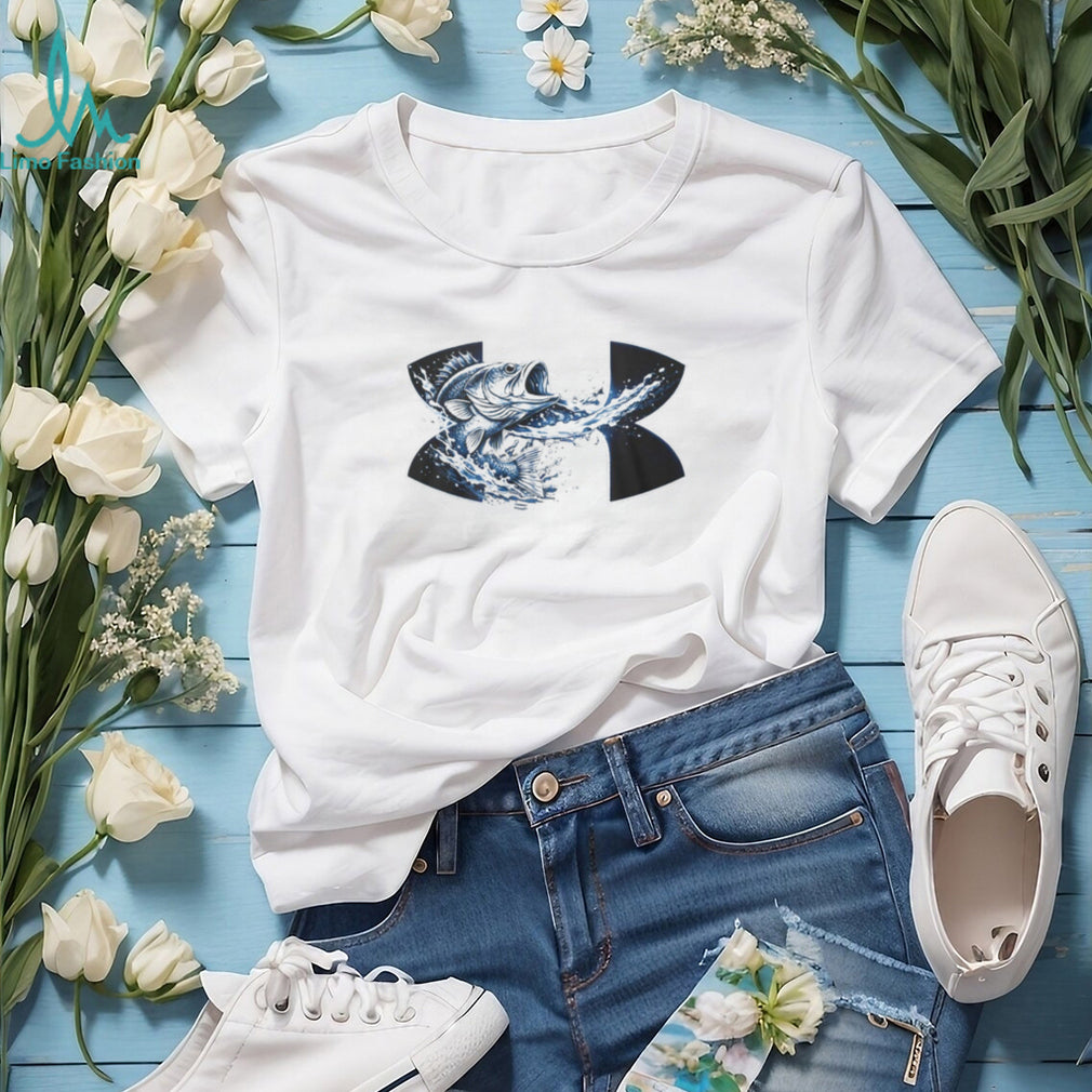 Under Armour Style Fishing Bass Splash Graphic Grey T Shirt