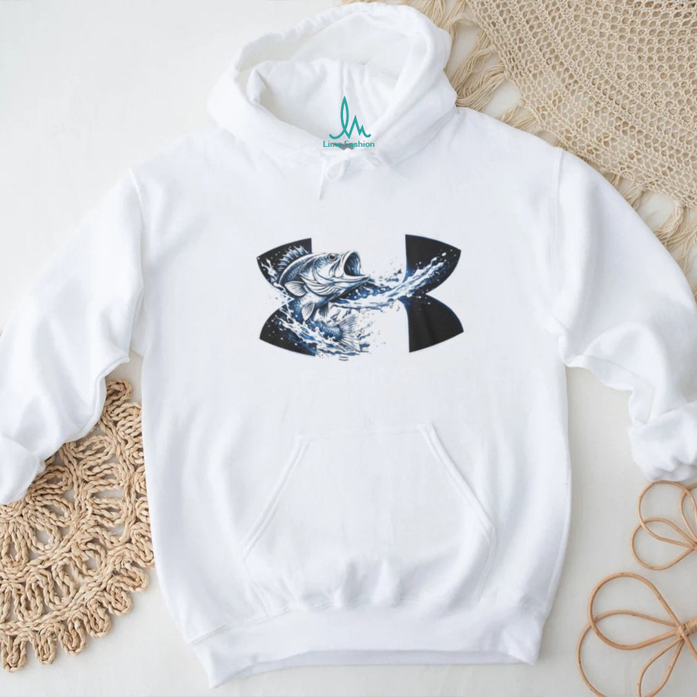 Under Armour Style Fishing Bass Splash Graphic Grey T Shirt