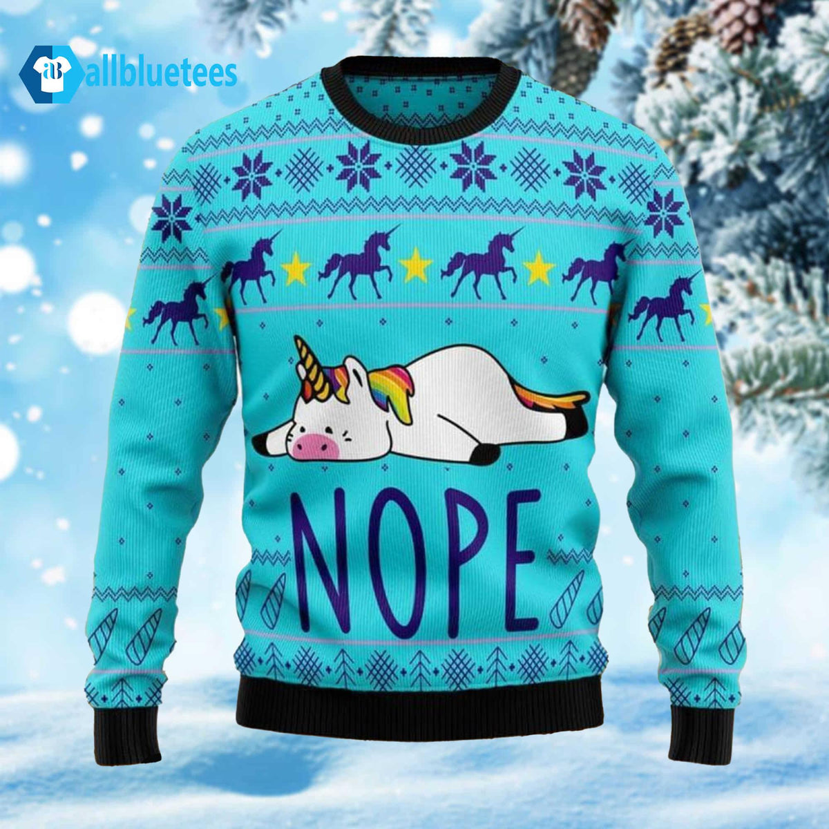 Unicorn Nope Ugly Christmas Sweater