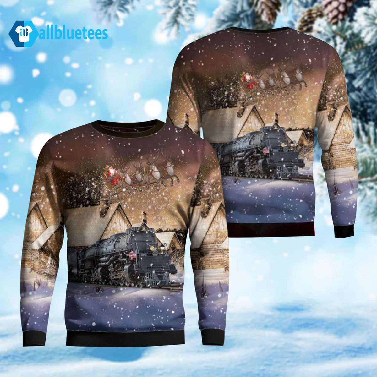 Union Pacific Railroad Big Boy No 4014 Steam Ugly Christmas Sweater