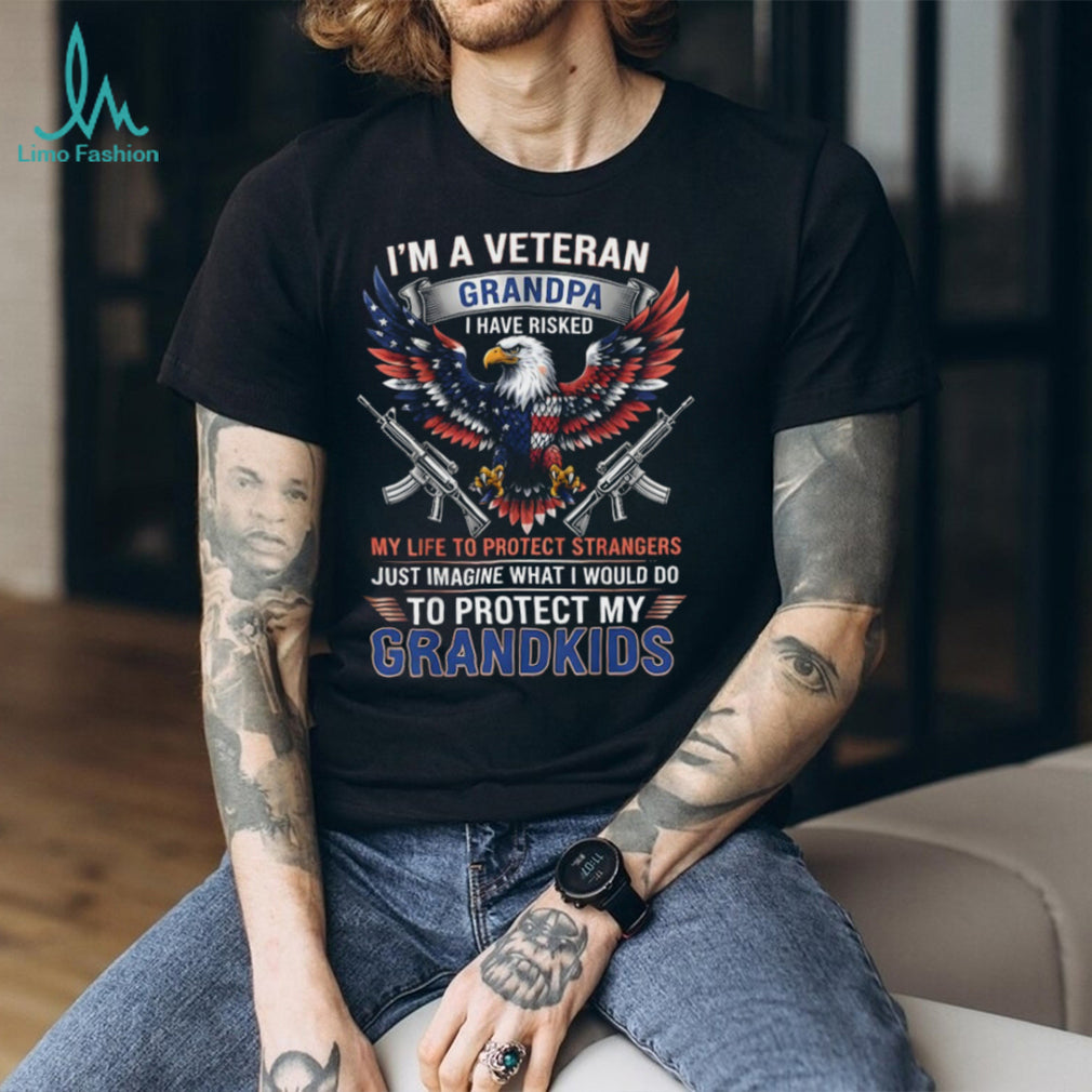 Veteran Grandpa Protect My Grandkids American Eagle T Shirt