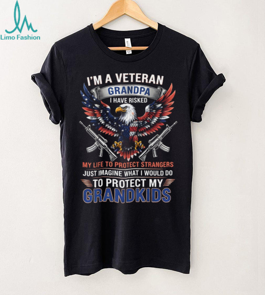 Veteran Grandpa Protect My Grandkids American Eagle T Shirt