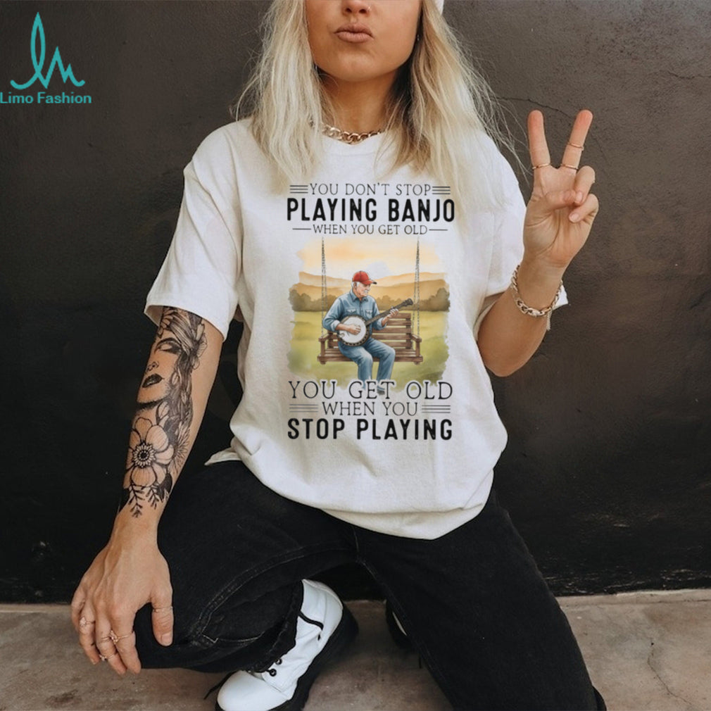 Vintage Banjo Player Quote Old Man Music Hobbyist T Shirt