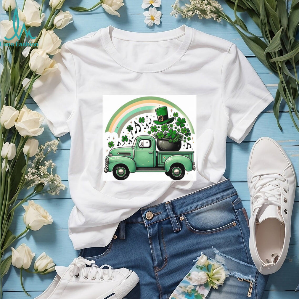 Vintage Green Pickup Truck with Pot of Gold and Shamrocks T Shirt