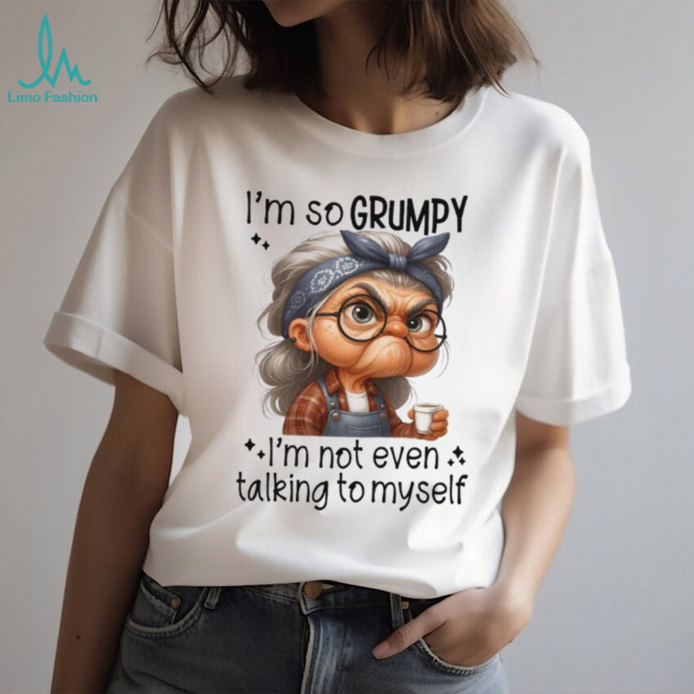 Vintage Grumpy Grandma Coffee Graphic T Shirt Funny Sarcastic Humorous Tee