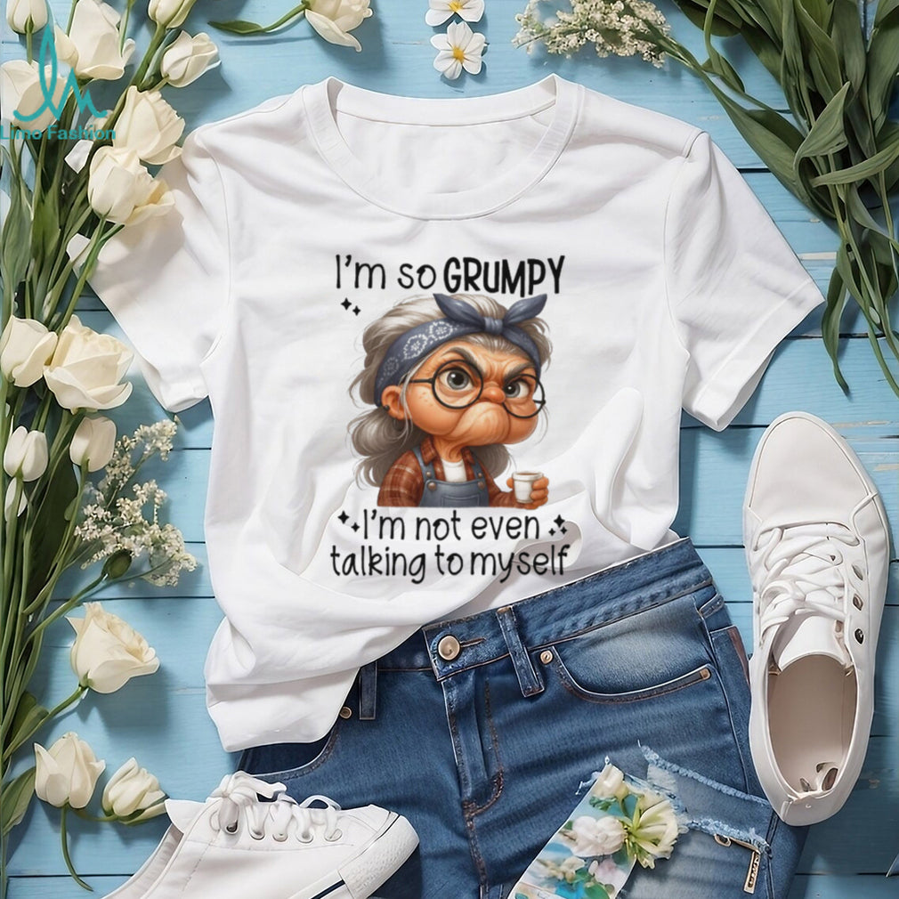 Vintage Grumpy Grandma Coffee Graphic T Shirt Funny Sarcastic Humorous Tee