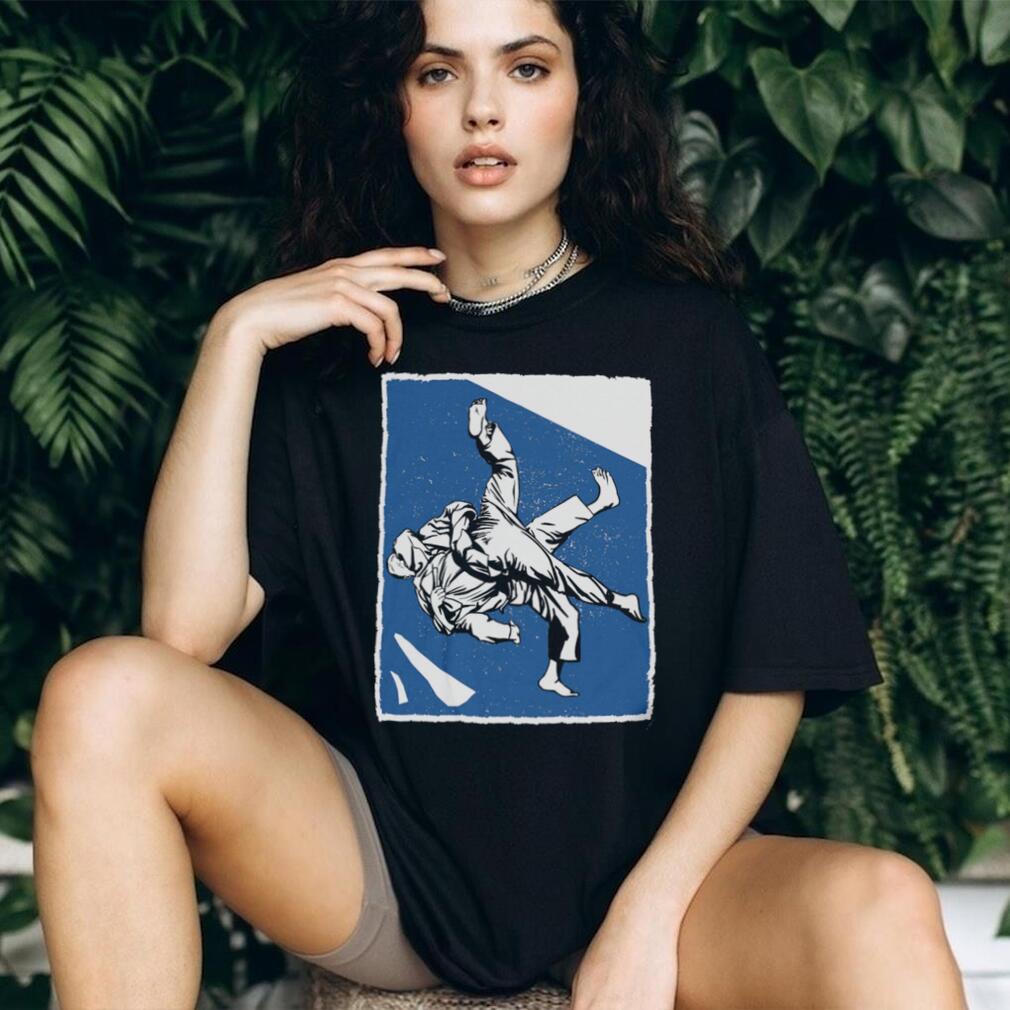 Vintage Judo Throw Martial Arts Graphic Blue Silhouette T Shirt