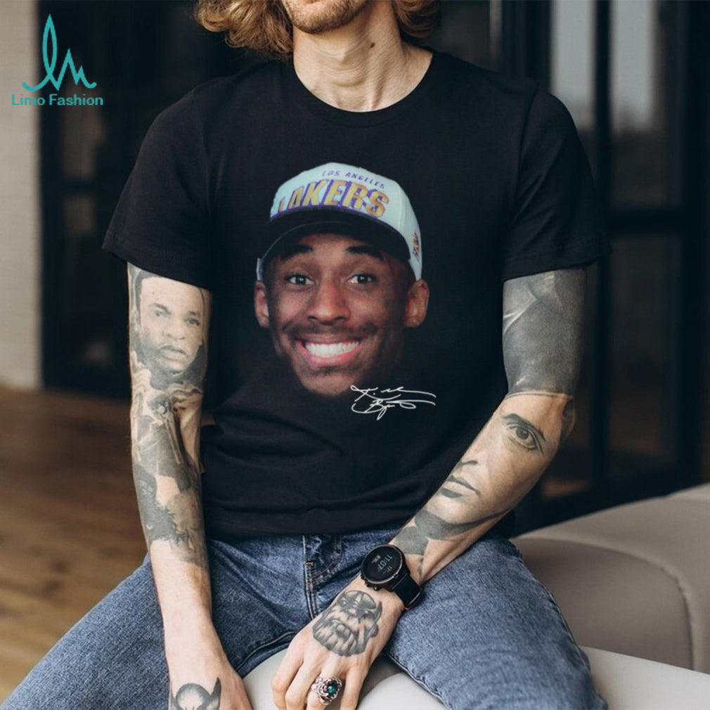 Vintage Young Kobe Bryant Smiling Face with Signature Graphic T Shirt
