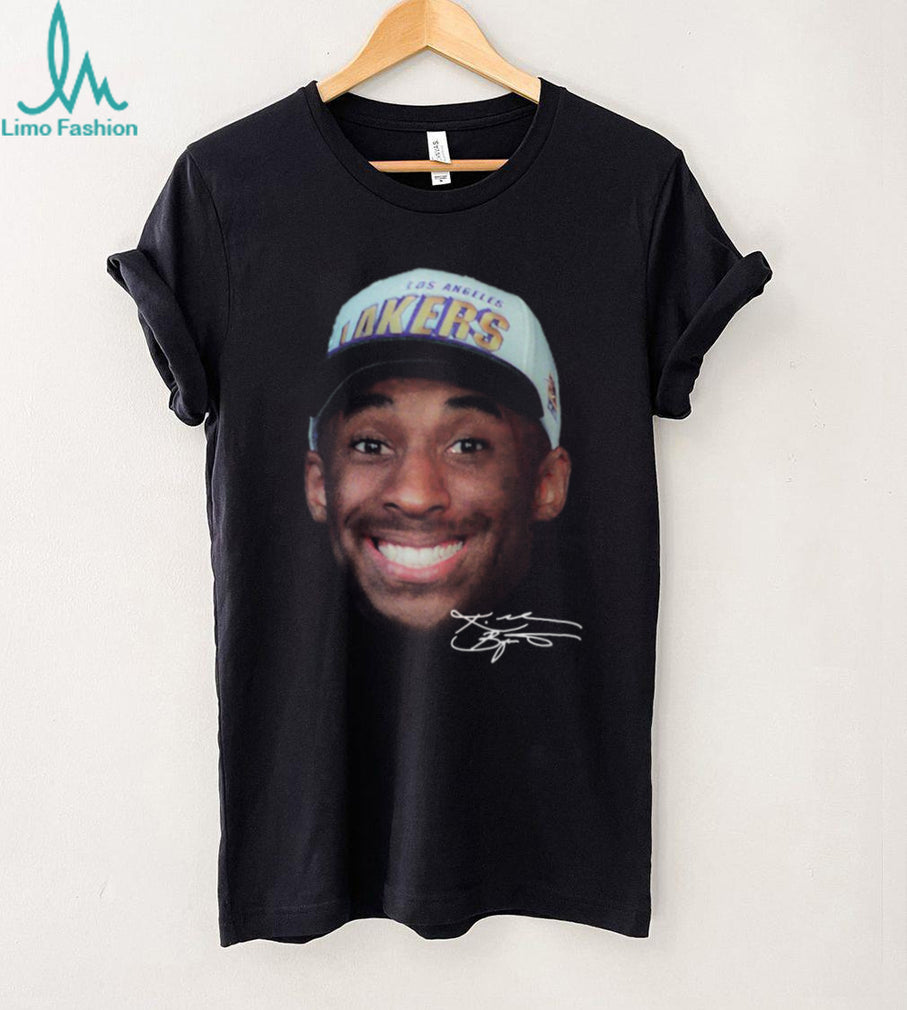 Vintage Young Kobe Bryant Smiling Face with Signature Graphic T Shirt