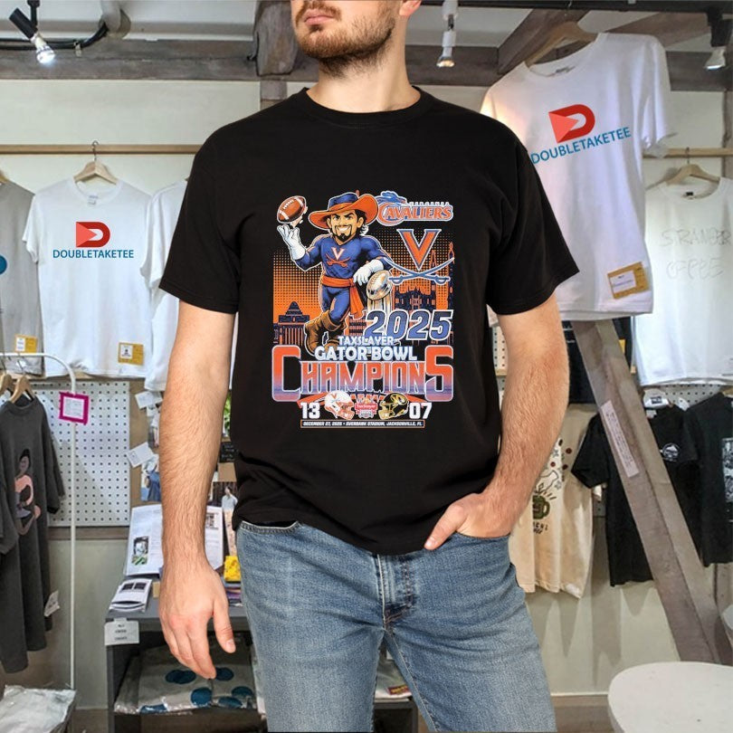 Virginia Cavaliers 13-07 Defeat Mizzou Tigers 2025 Taxslayer Gator Bowl Champions Mascot T-shirts