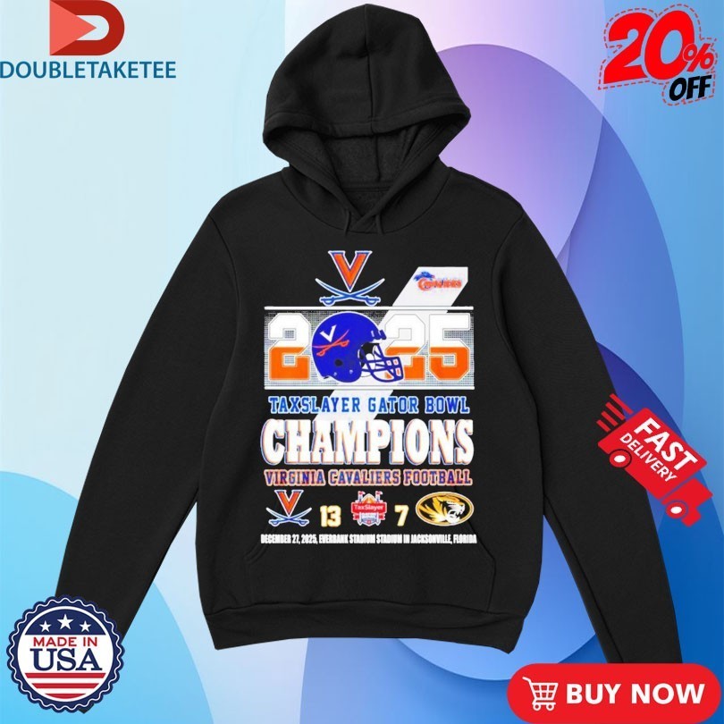 Virginia Cavaliers Football 2025 Taxslayer Gator Bowl Champions Score Helmet Shirts