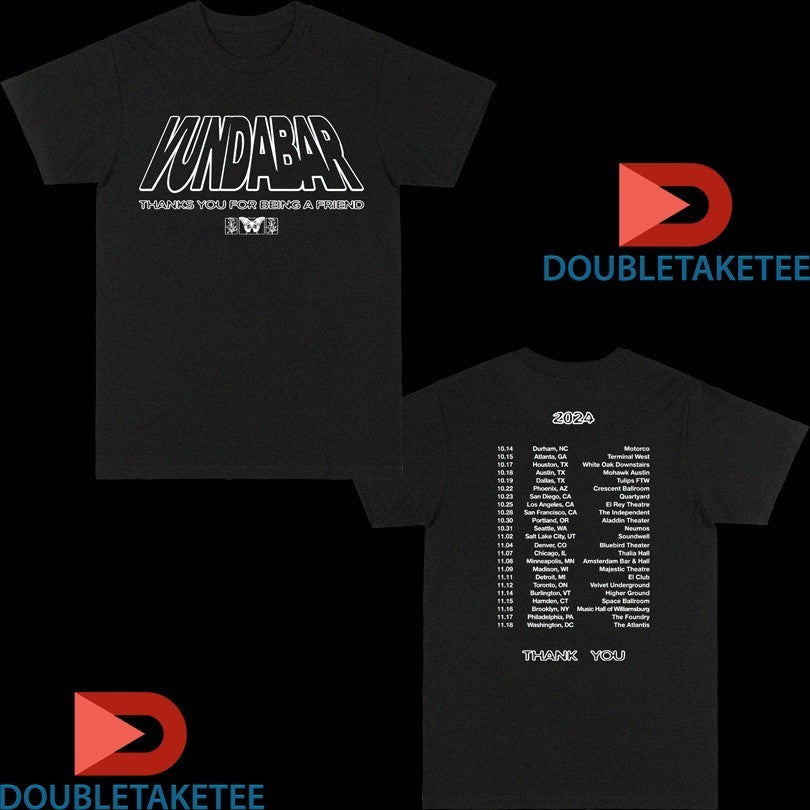 Vundabar Thanks You For Being A Friend Tour 2024 Shirts
