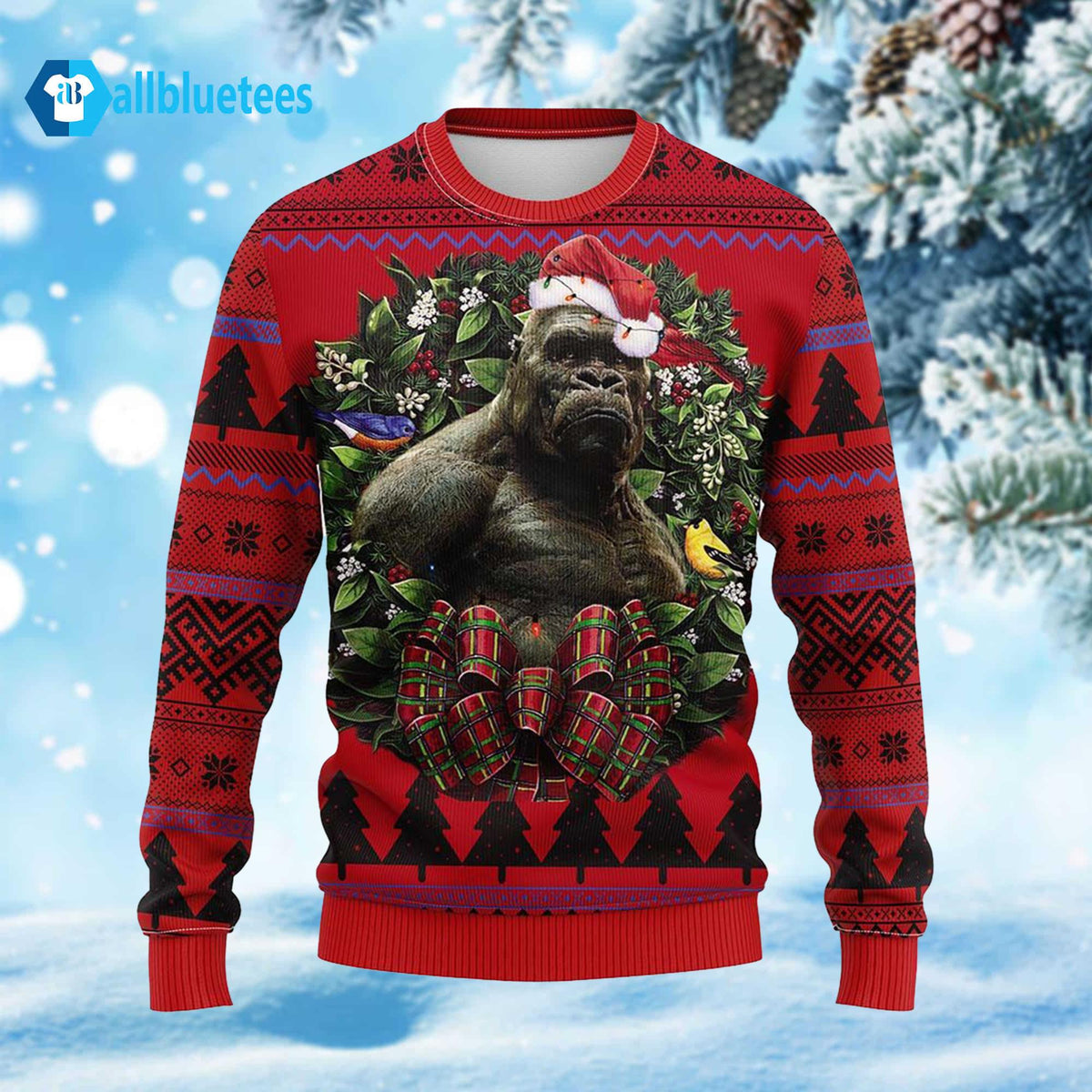 Western Gorilla King Kong Ugly Christmas Sweater