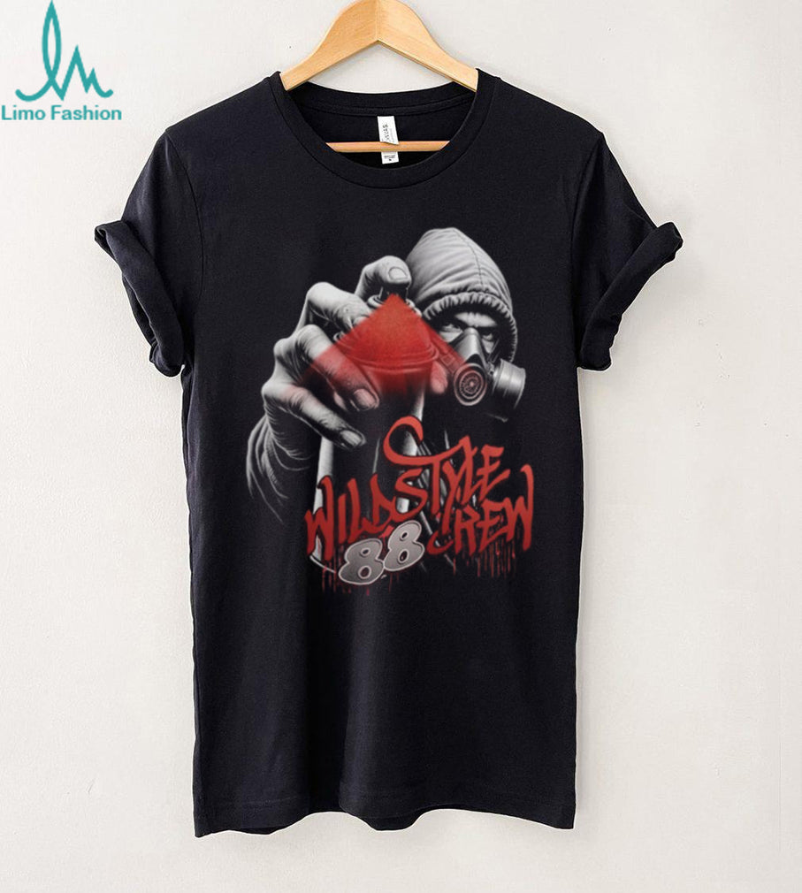 Wild Style Crew 88 Graffiti Artist Mask and Spray Can Streetwear Tee