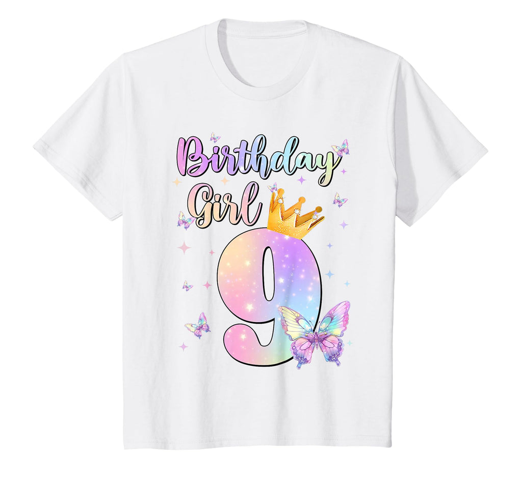 Birthday Girl Year Old Butterfly Party 9th Bday Unisex T-shirt, Sweatshirt, Hoodie (1)
