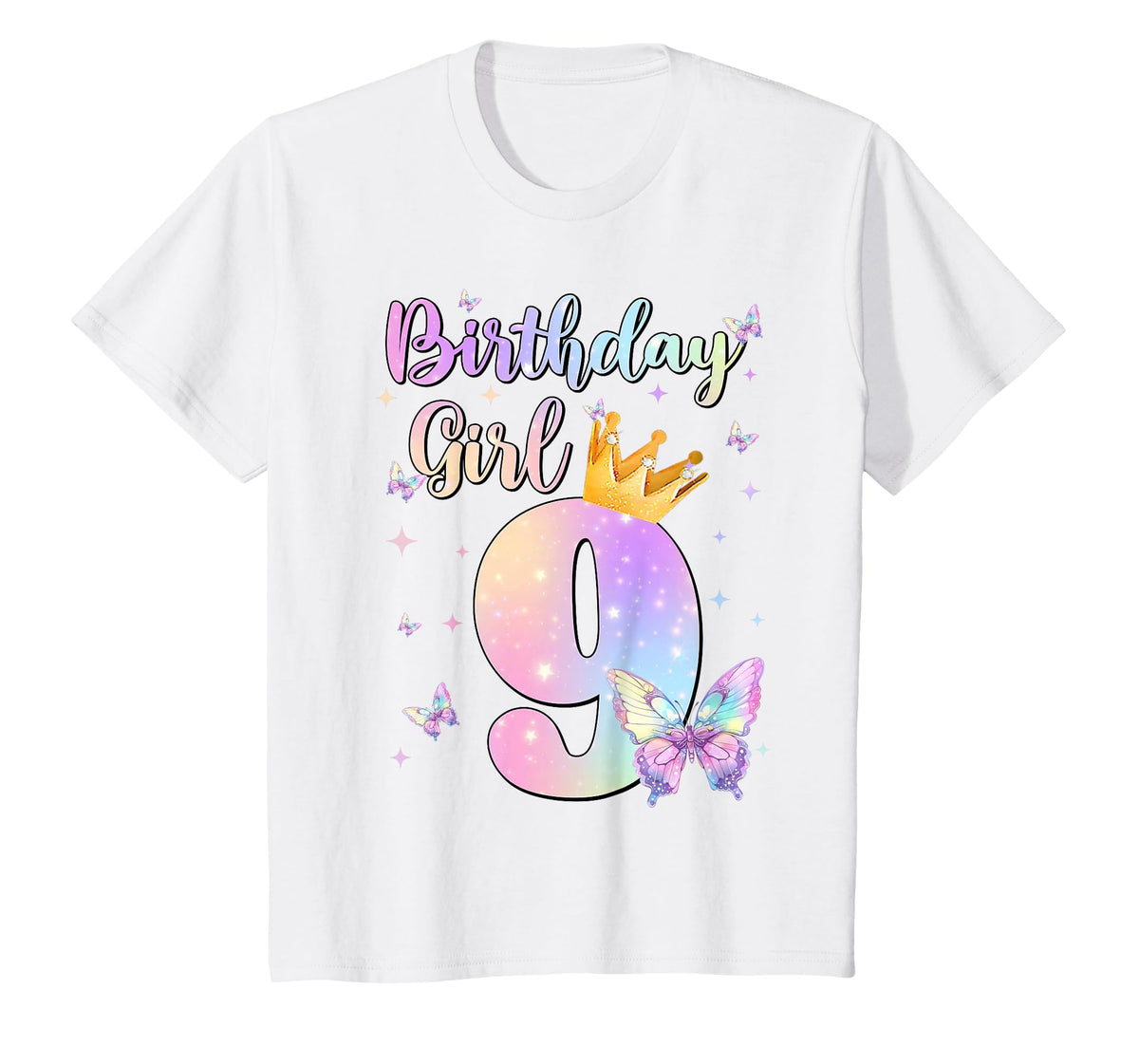 Birthday Girl Year Old Butterfly Party 9th Bday Unisex T-shirt, Sweatshirt, Hoodie (1)