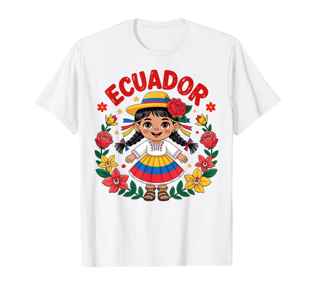 Ecuador Girl Traditional Dress Flag Colors Art Unisex T-shirt, Sweatshirt, Hoodie (1)