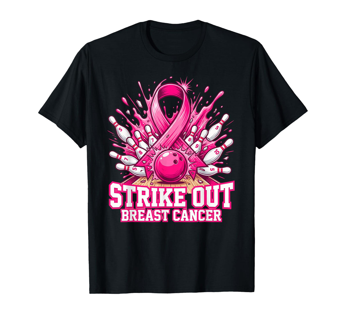 Strike Breast Cancer Awareness Bowling Pink Ribbon Unisex T-shirt, Sweatshirt, Hoodie (1)