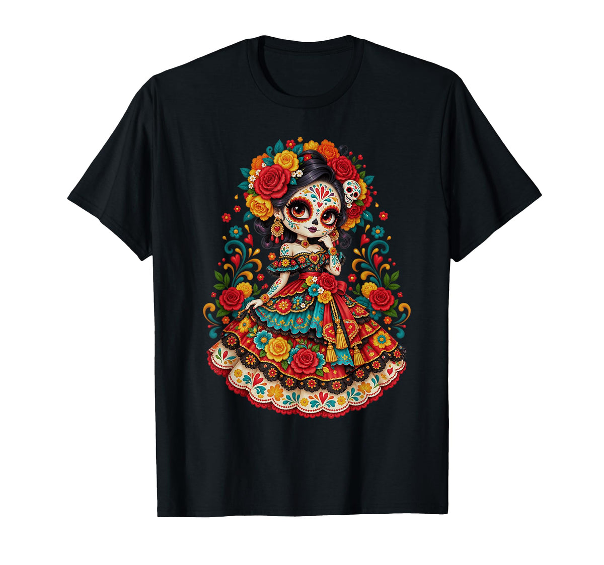 Dia De Los Muertos Sugar Skull Catrina Dead Day Girl Unisex T-shirt, Sweatshirt, Hoodie (1)