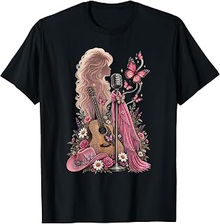 Pink Bling Cowgirl Guitar Western Rhinestone Butterfly Unisex T-shirt, Sweatshirt, Hoodie (1)