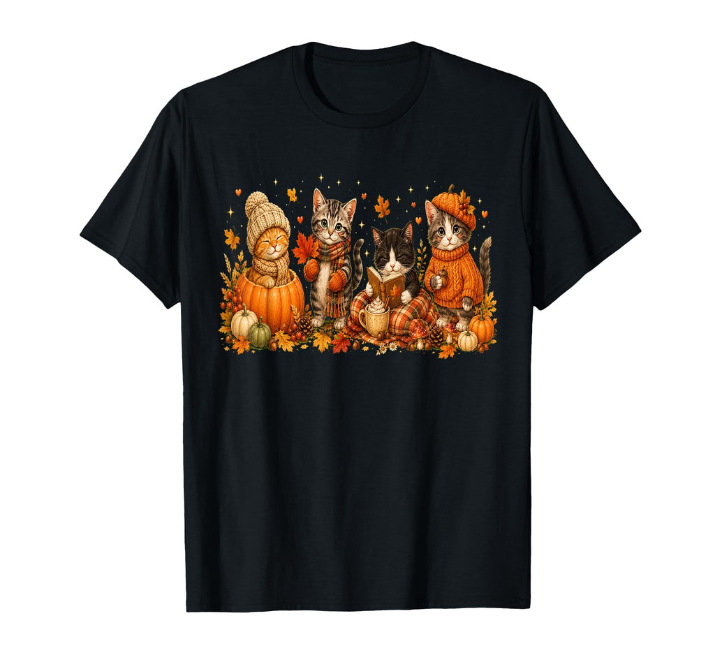 Pumpkin Thanksgiving Autumn Kitten Fall Cat Unisex T-shirt, Sweatshirt, Hoodie (1)