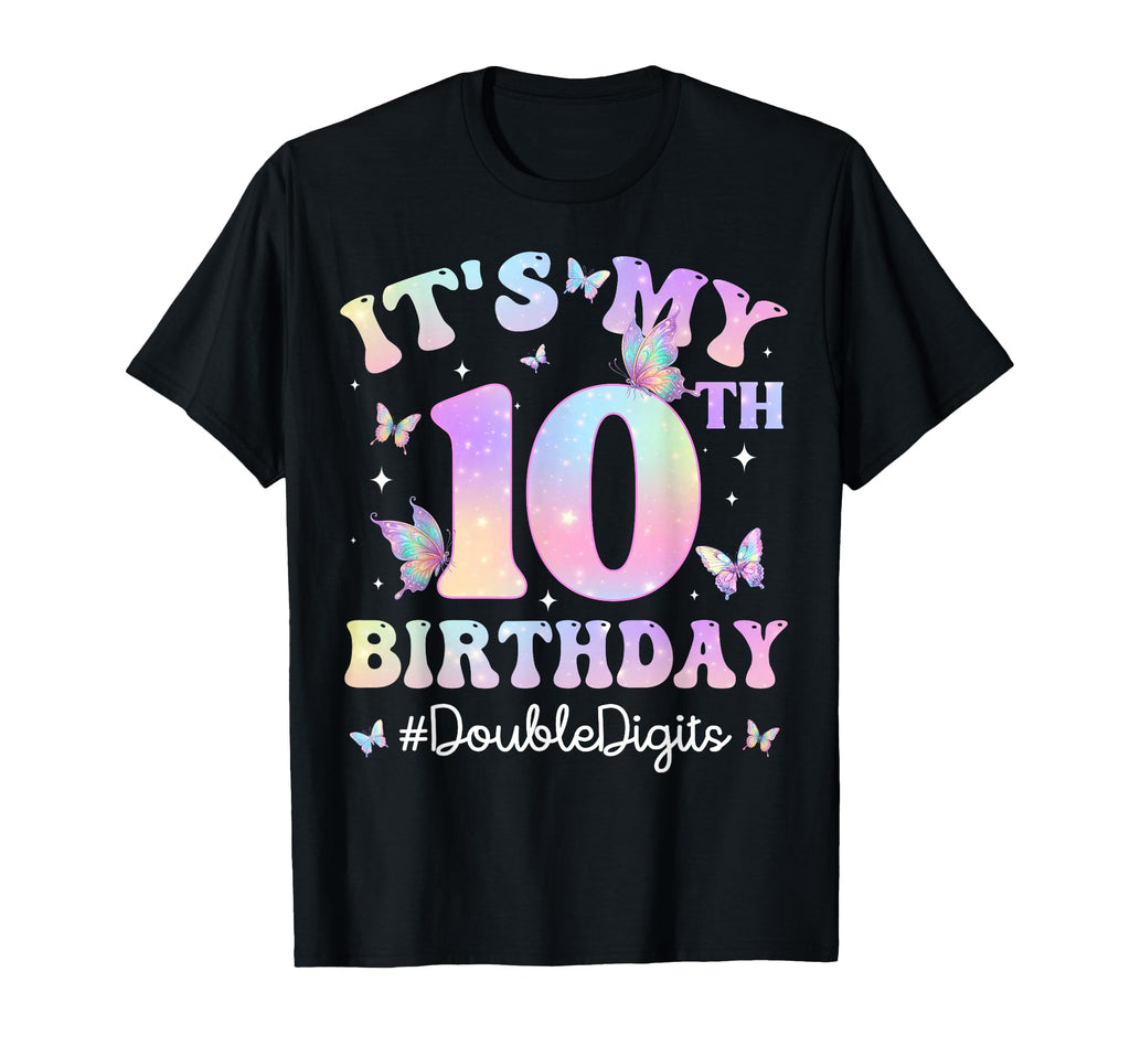 It'S 10th Birthday Butterfly Double Digits Bday Unisex T-shirt, Sweatshirt, Hoodie (1)