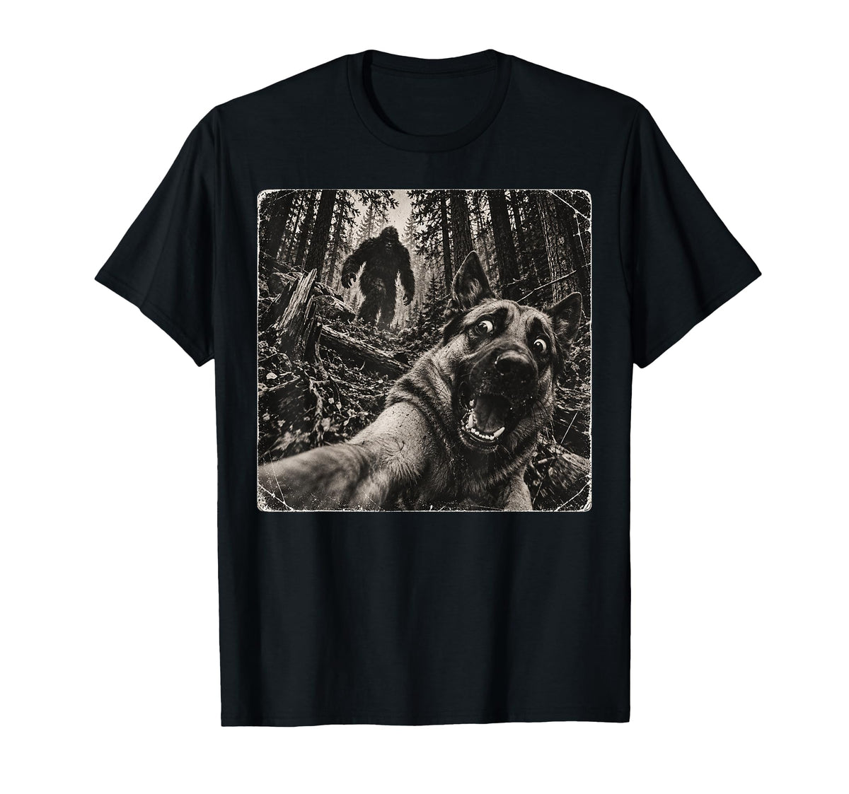 Vintage Bigfoot Running After German Shepherd Dog Selfie (1)
