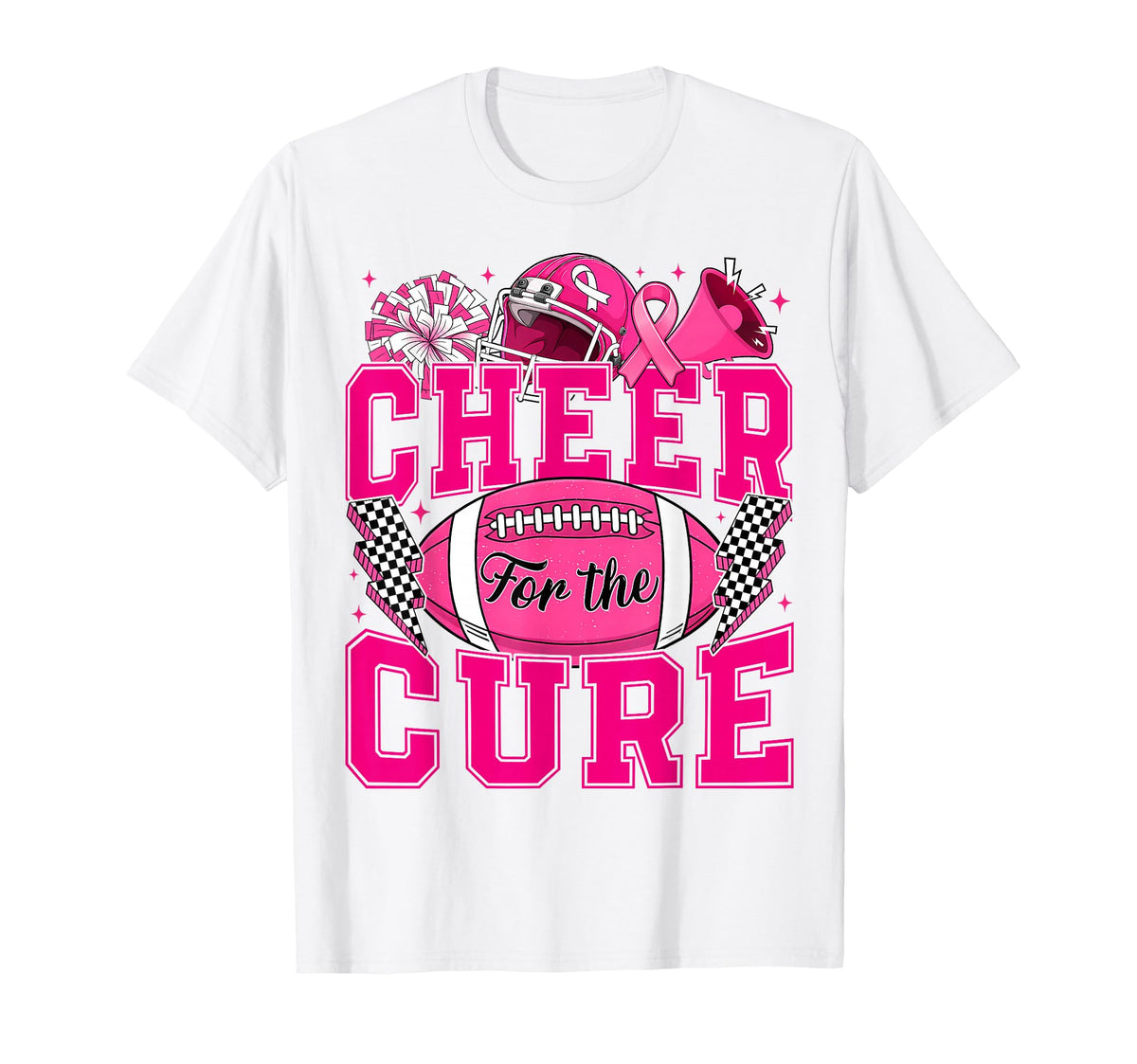 Cheer Cure Breast Cancer Awareness Cheerleader Unisex T-shirt, Sweatshirt, Hoodie (1)