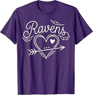 Ravens White Script Typography Heart Arrow Unisex T-shirt, Sweatshirt, Hoodie (1)