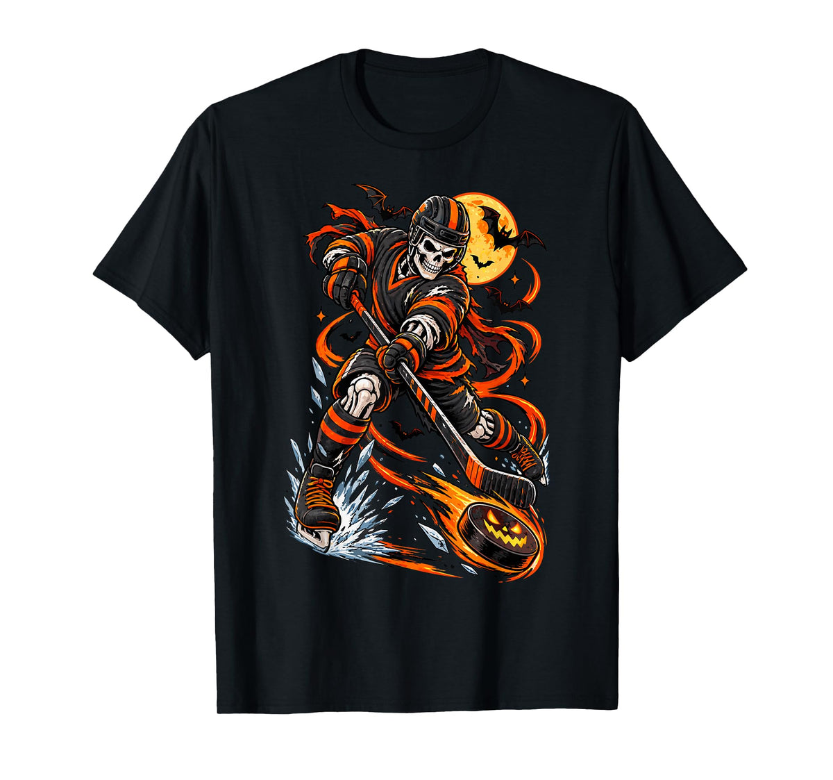 Skeleton Hockey Player Scary Halloween Unisex T-shirt, Sweatshirt, Hoodie (1)