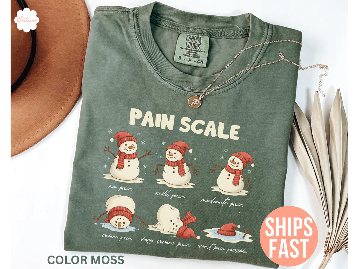 Comfort Colors Pain Scale Snowman Christmas Holiday Humor Xmas Nurse Christmas (2)