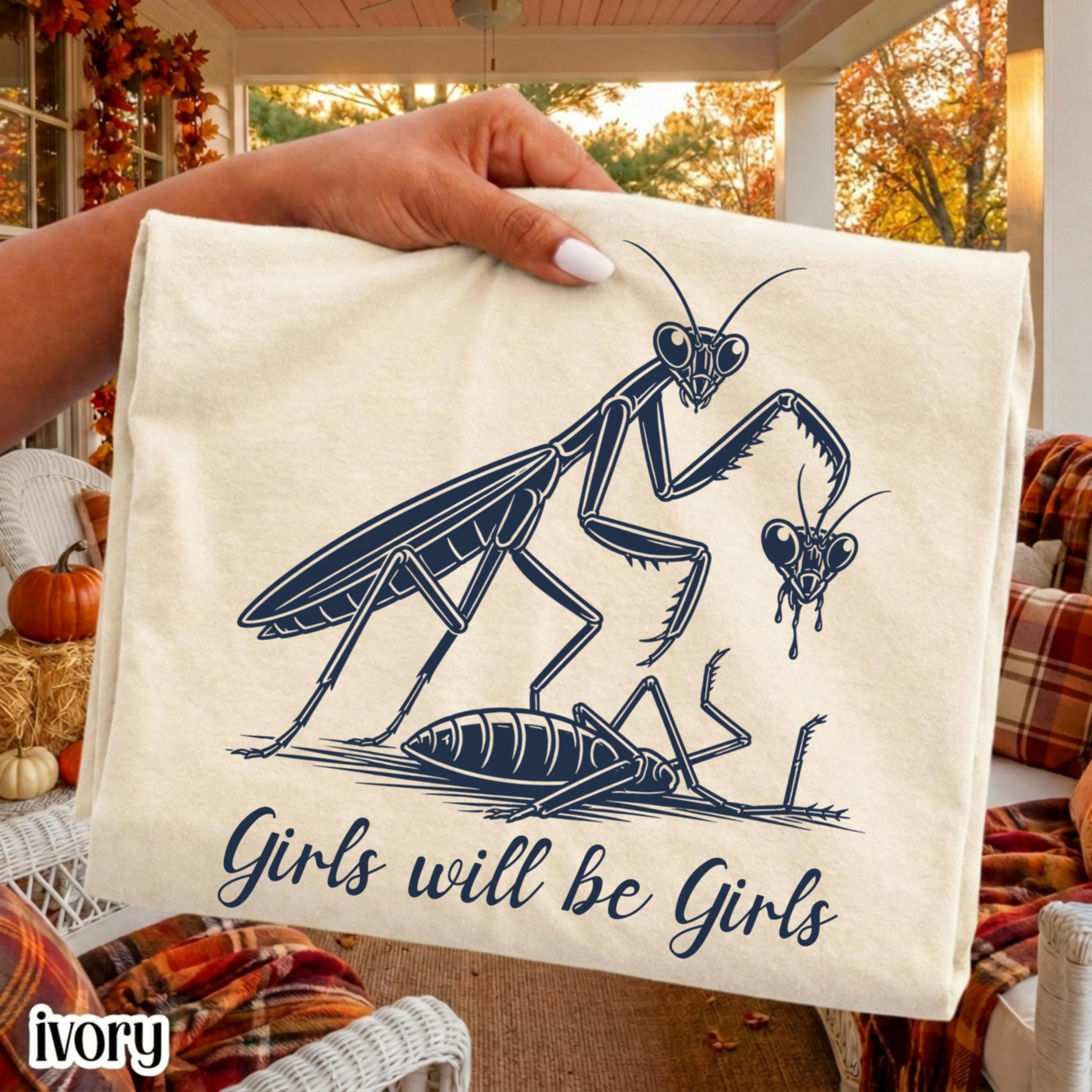 Comfort Colors Praying Mantis Feminist Tee Garden Nature Lover Insect Cottagecore (2)
