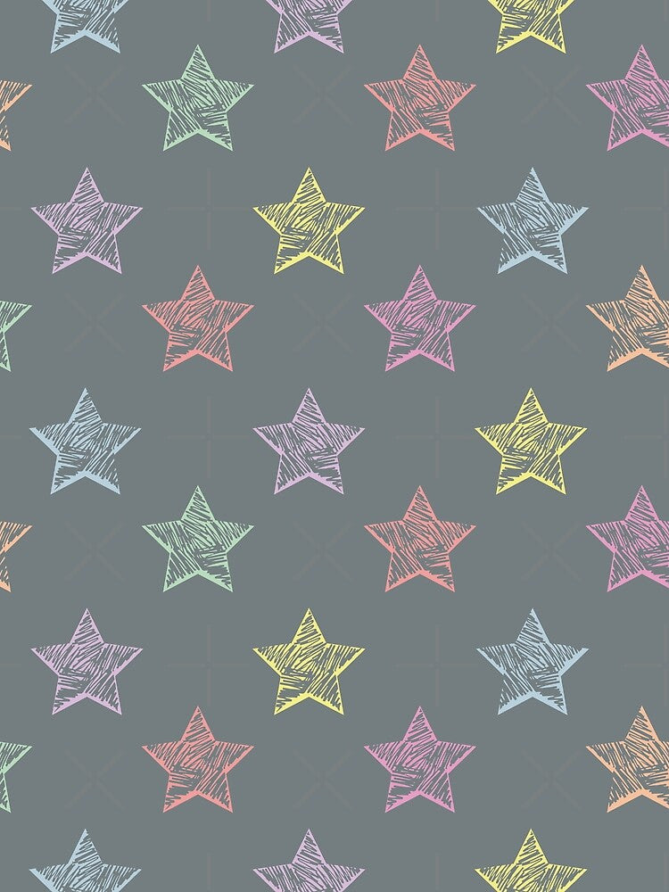 Oversized Sketchy Candy Rainbow Stars - Charcoal Grey by Daniel Bevis Design