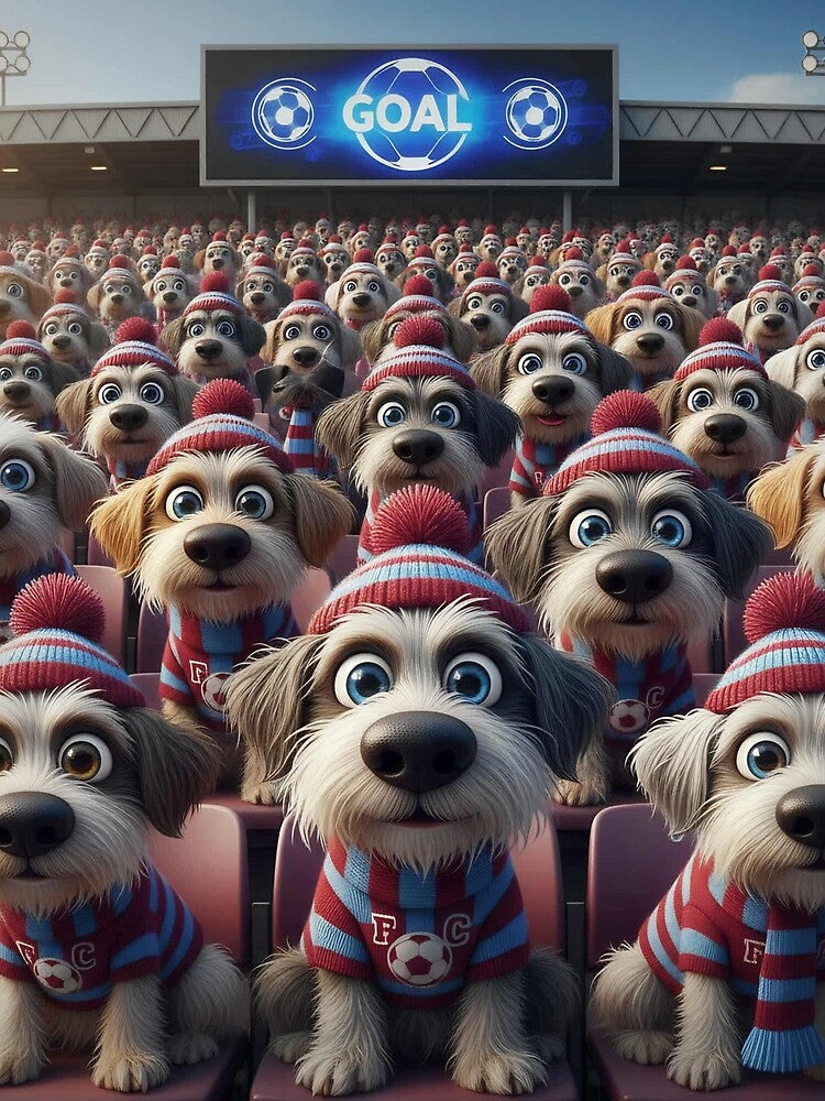 Cute Cartoon Dogs as Soccer Fans in Stadium Crowd by Pixel Pout