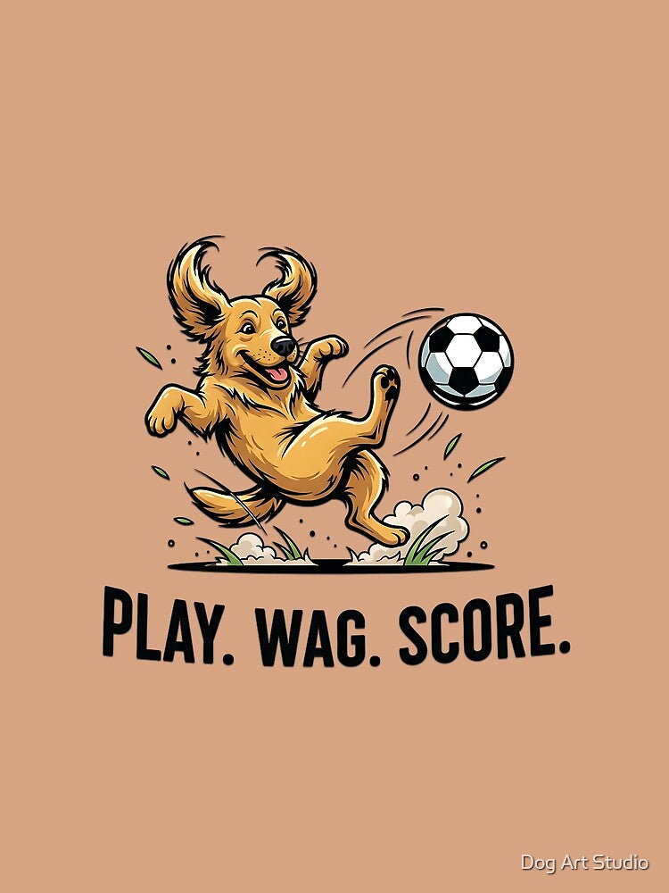 Play Wag Score – Cute Soccer Dog T-Shirt by Dog Art Studio