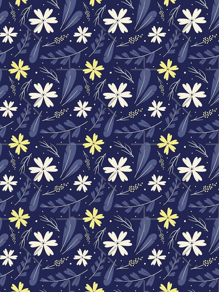 Navy Floral Pattern by gooddesignart