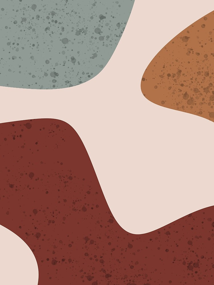 Aesthetic soft red, green and brown three-color abstract modern color block with dots by Lazare12