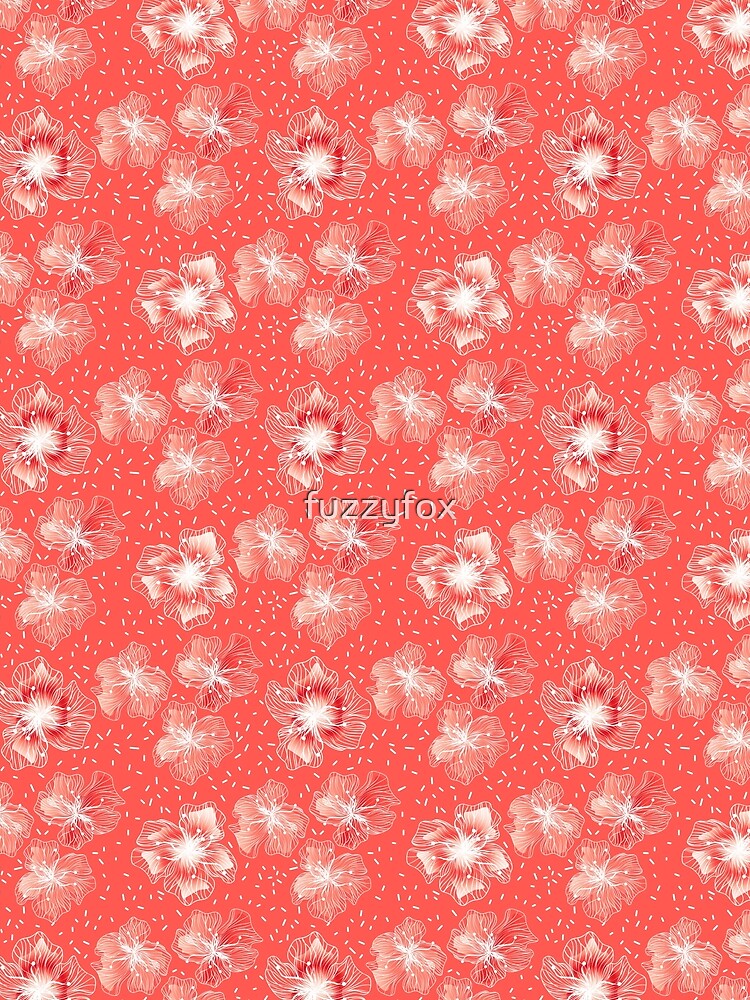 Coral cute abstract floral pattern retro by fuzzyfox