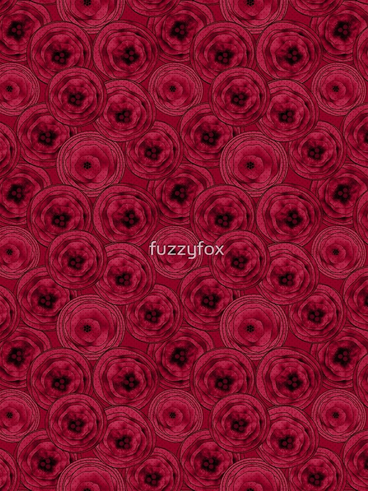 Red corduroy grunge floral pattern by fuzzyfox