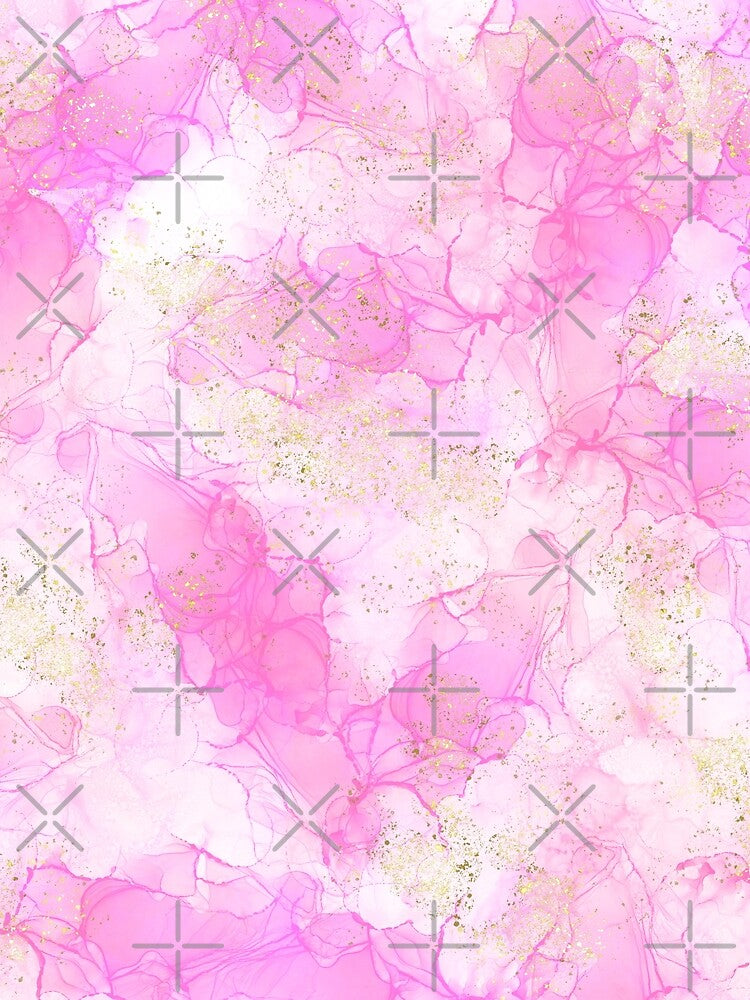 Pink alcoholic ink with gold glitter by limuliru