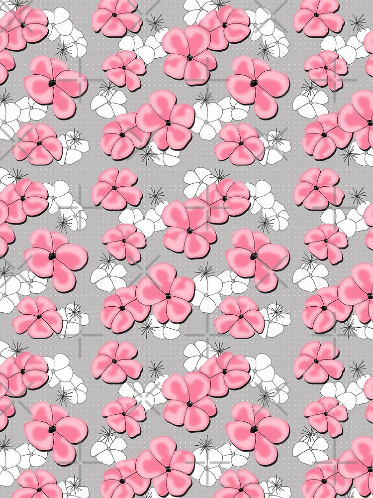 Painted Poppies - Pink and White on Gray by bmfabricdesigns